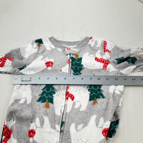 Carter's Child's Sz 4T Footed Christmas Sleeper Gray Polar Bears And Trees NWOT - Picture 10 of 16